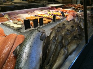 One of many fish markets at Ostermalms Saluhall