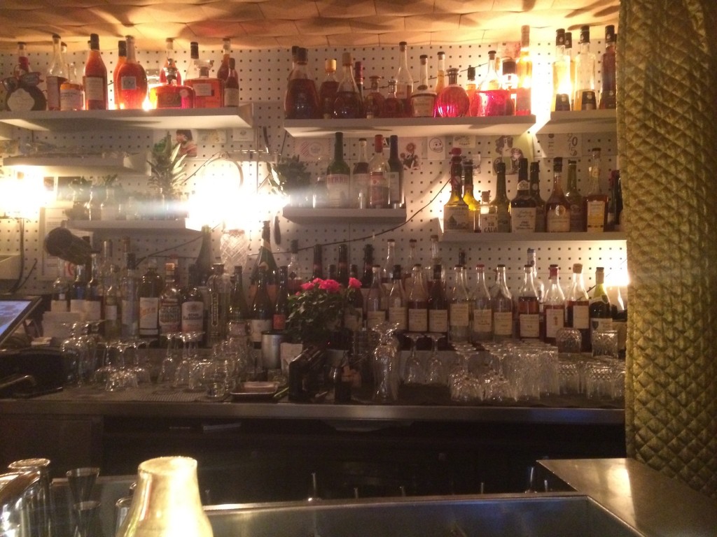 bottles at le syndicat bar