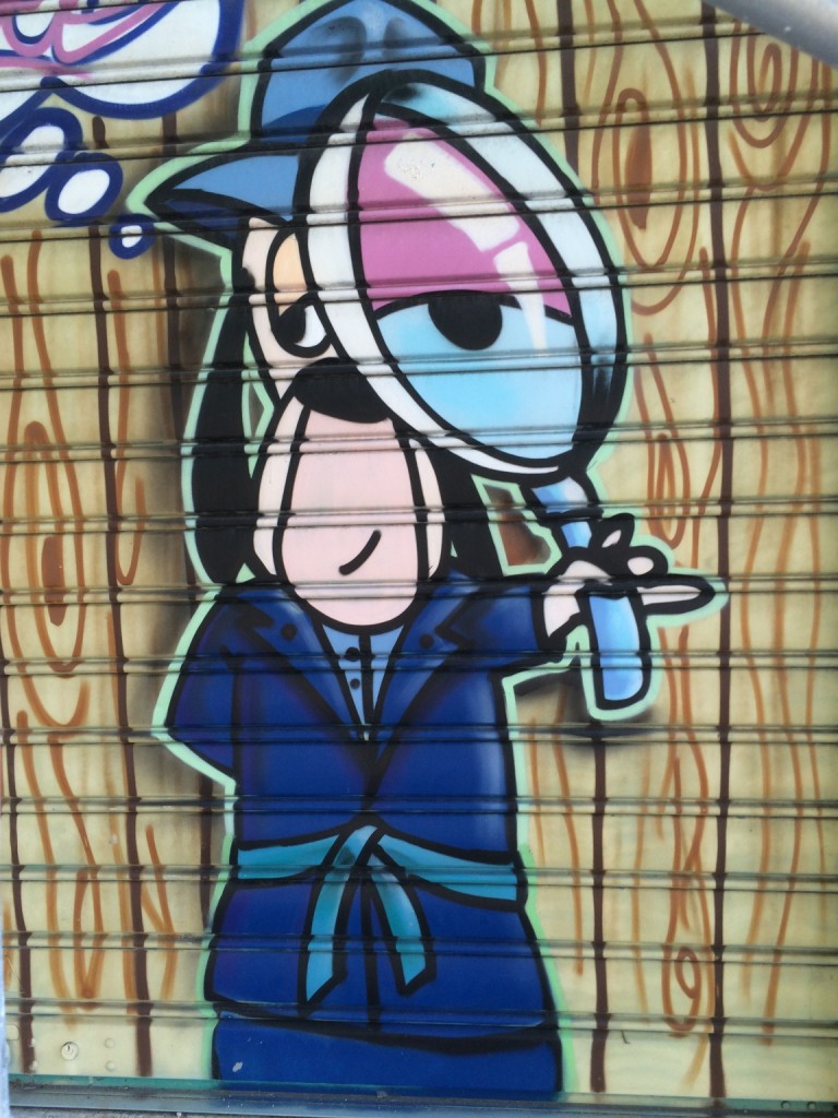 cartoon droopy detective mural