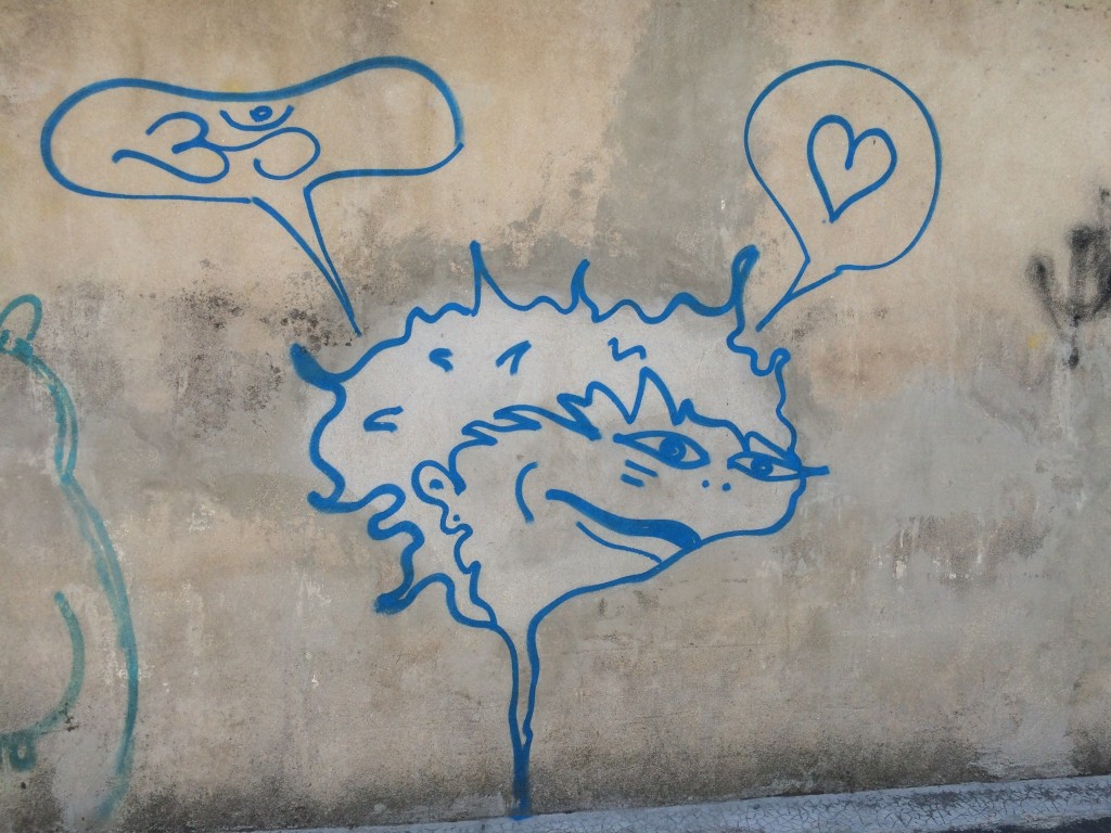 blue head outline graffiti