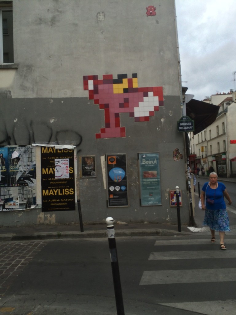 pixelated Pink Panther graffiti