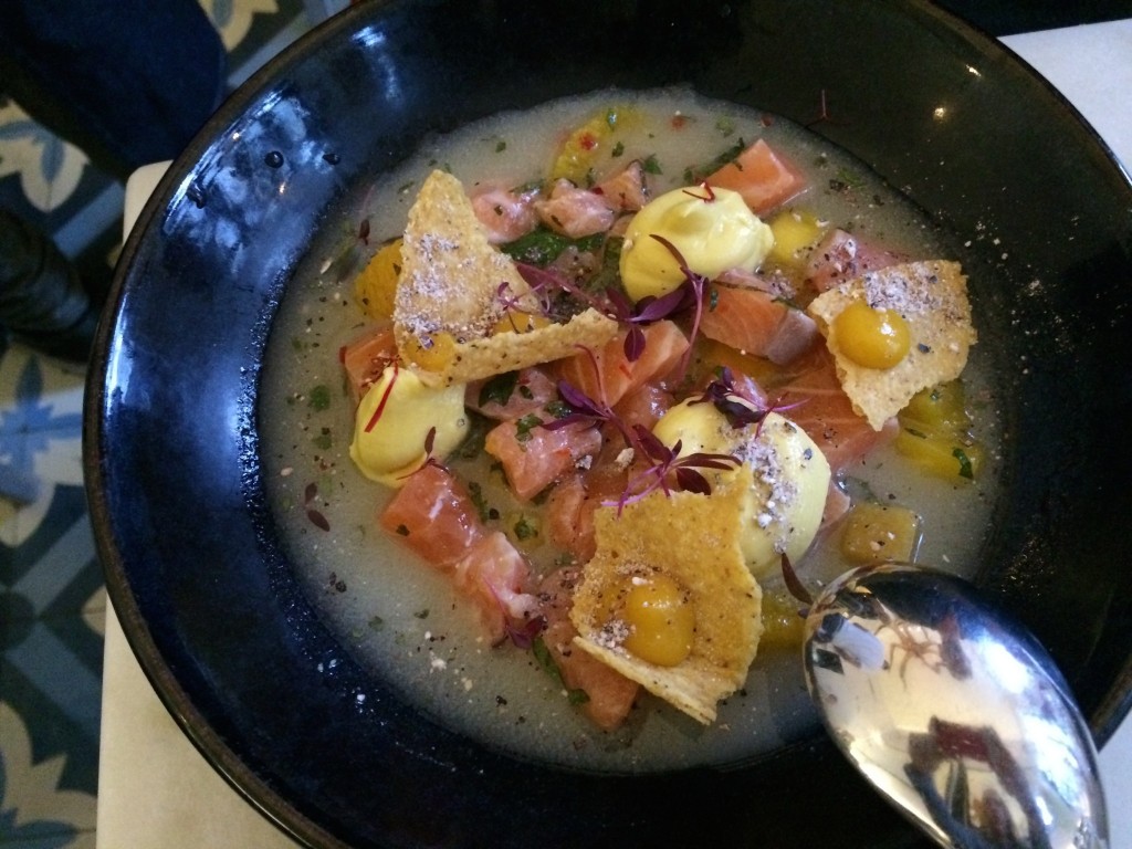 Salmon with corn, lime, 