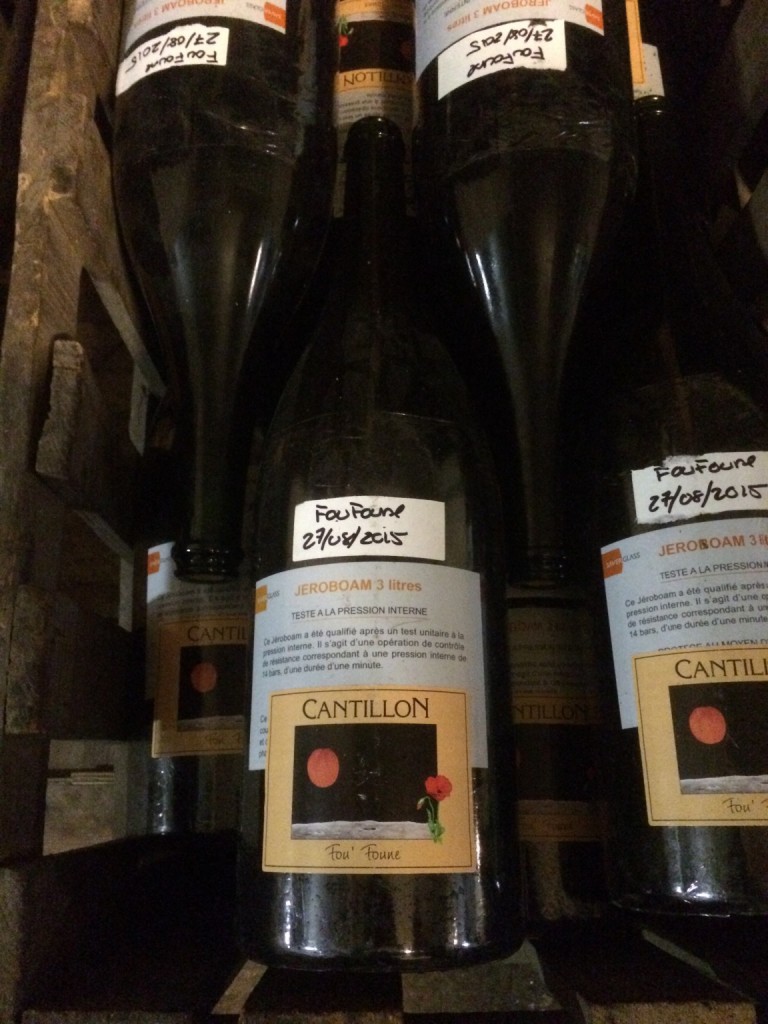 Magnums of Fou Foune at Cantillon brewery