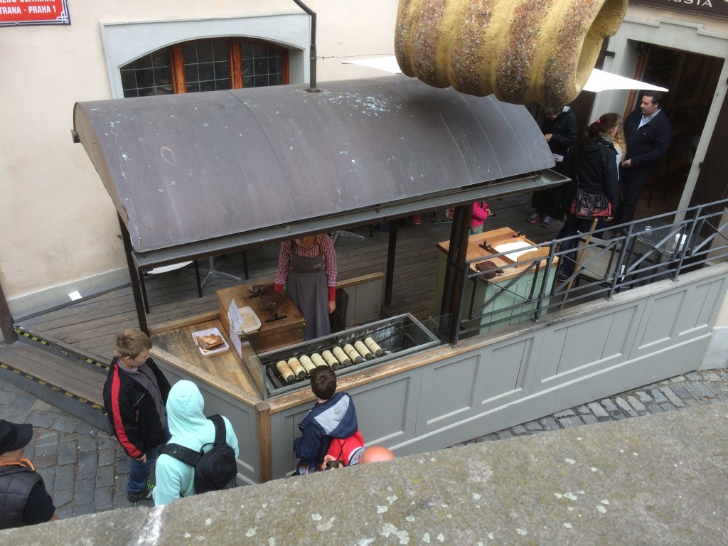 Trdelnik being baked in Prague