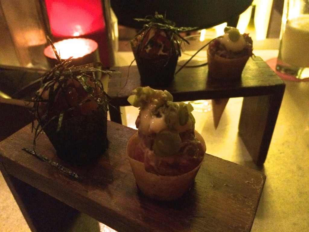 8th course: Tartare cones, a la French Laundry. One is beef and the other is tuna. These might have been our favorites.